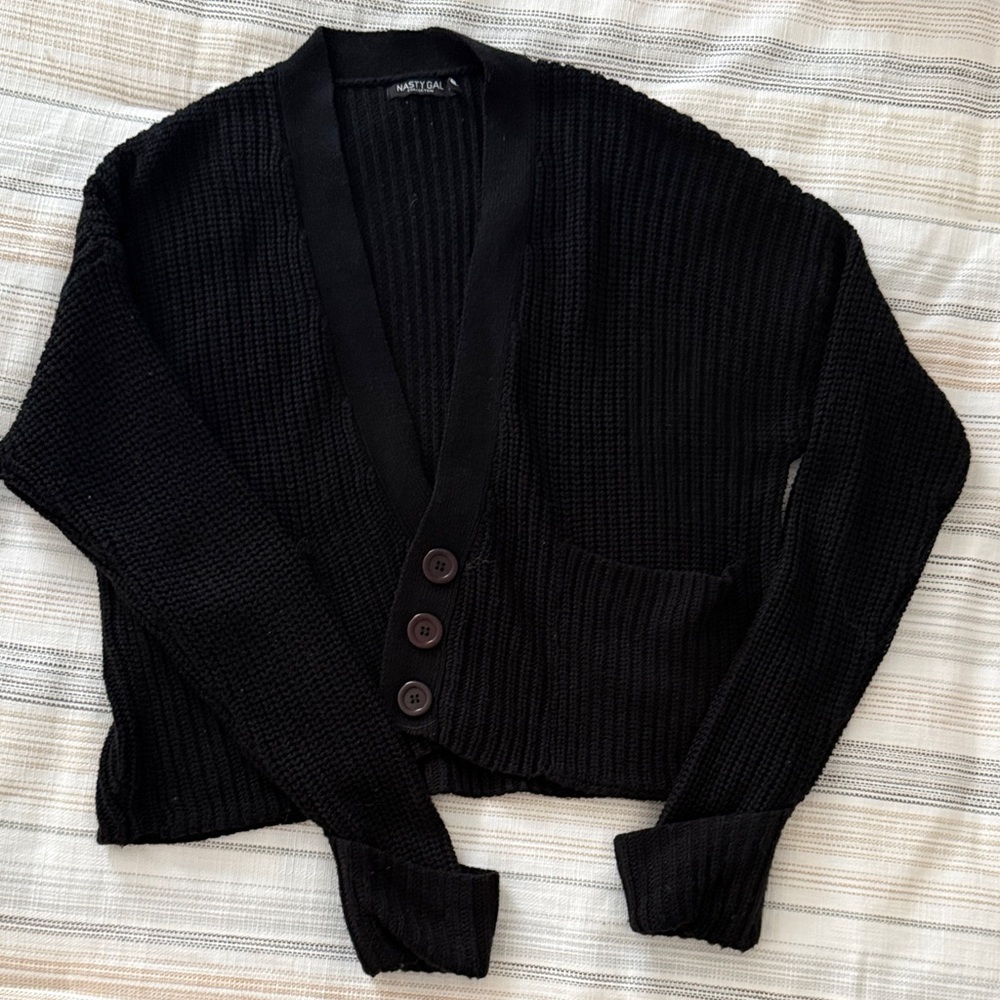 Nasty Gal Black Button-Up Cardigan
